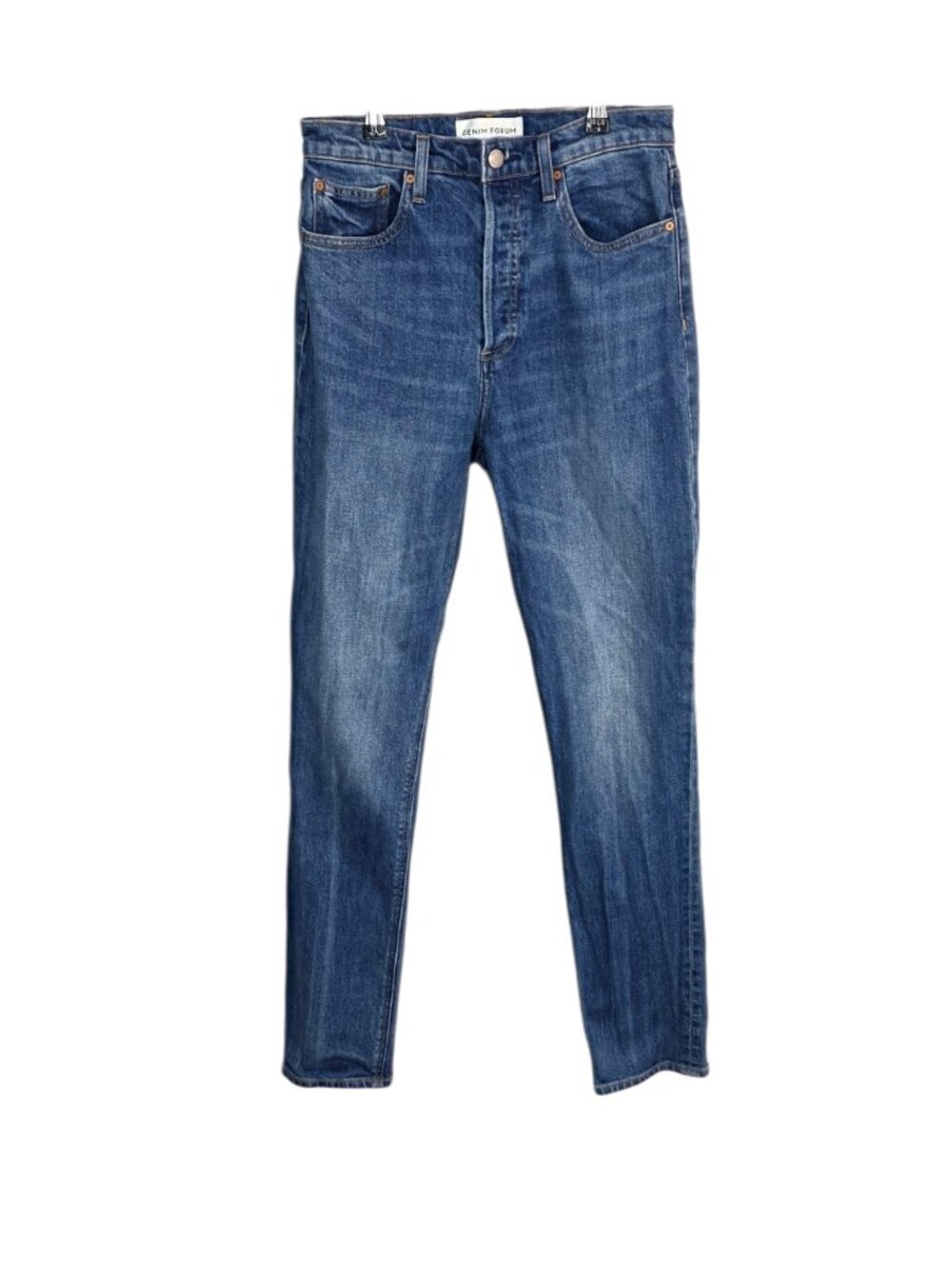 Denim Forum The Yoko High Rise Slim Jeans, Blue, Button Fly, Size 28